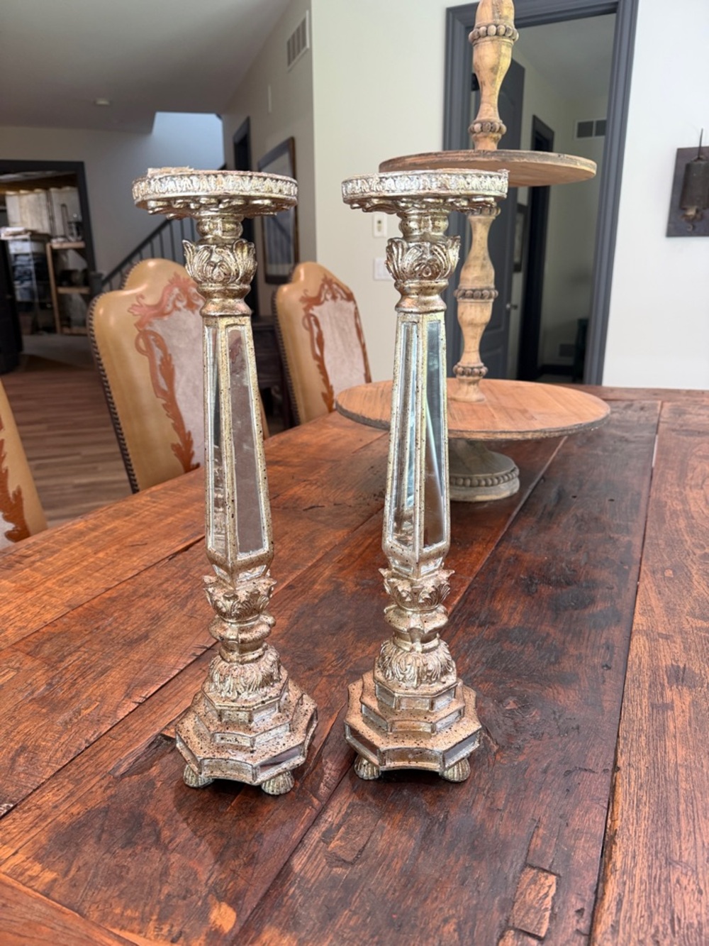 Pair of Italian Vintage Mirrored Candlesticks